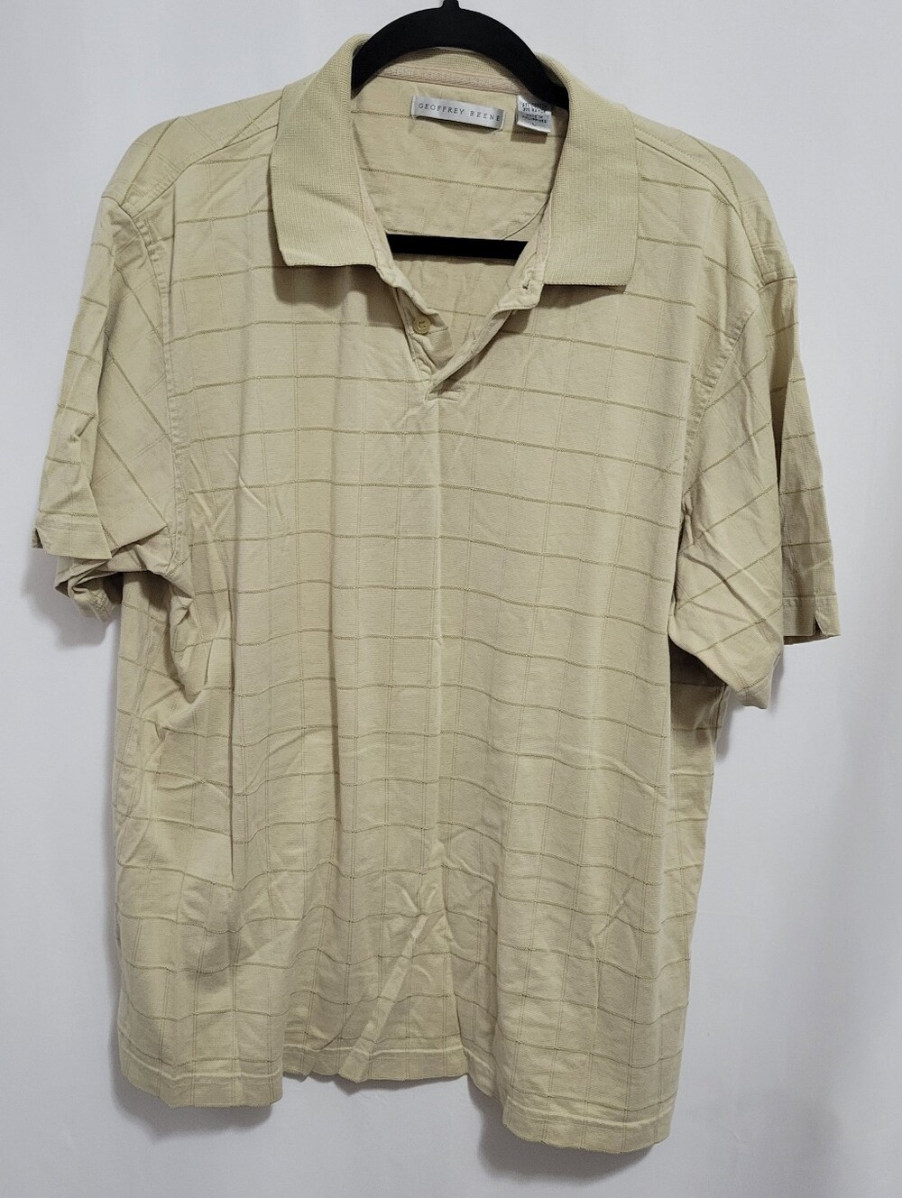 Geoffrey Beene Men's Short Sleeve Polo - Beige, Size L